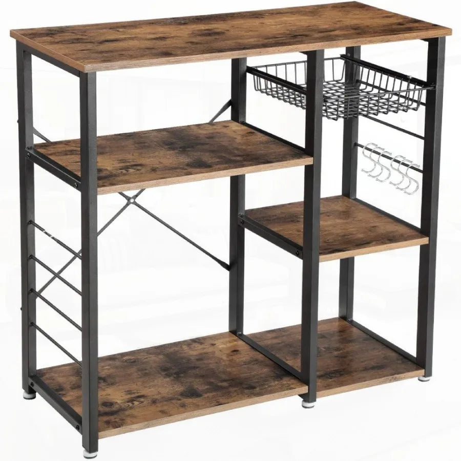 3Tier Industrial Kitchen Baker's Rack Utility Microwave Oven Stand Storage Cart Workstation Shelf Vintage