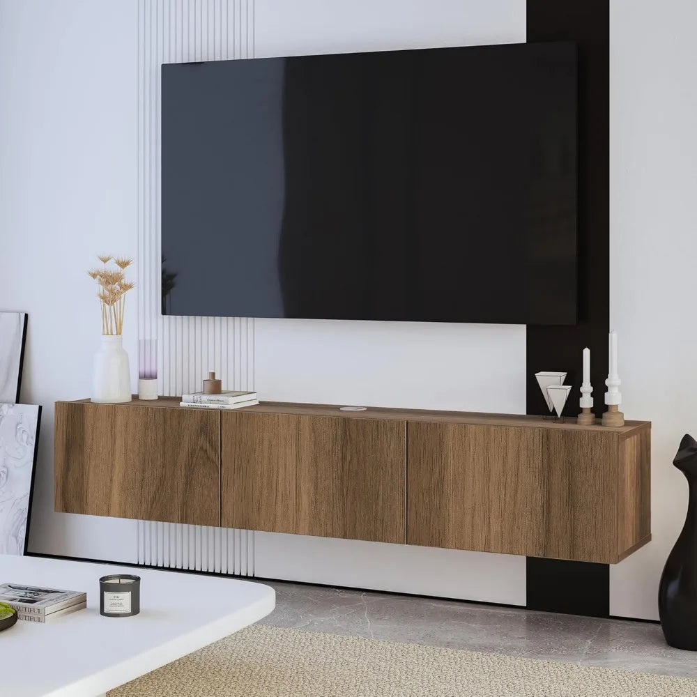 Modern Wall Mounted Media Console, Wall Mounted TV Stand for 65 inch TV