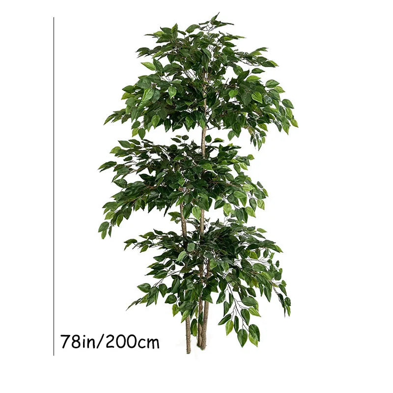 70in Ficus Artificial Tree Large Tropical Plants Plastic Fake Leafs Green Real Touch Banyan Tree For Home Garden Room Shop Decor
