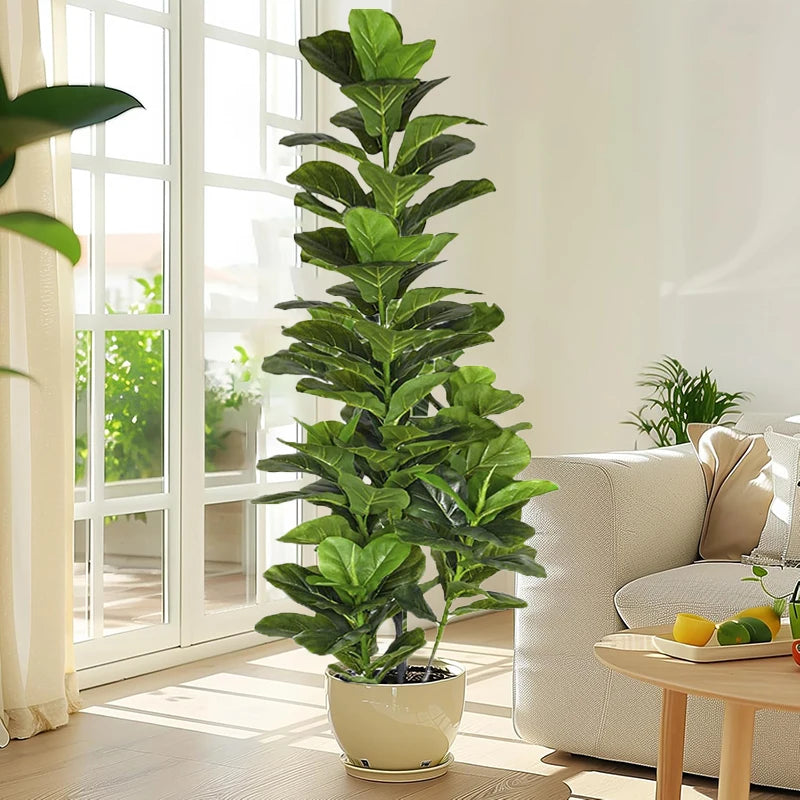 150cm Tropical Tree Large Artificial Fiddle Leaf Fig Tree Fake Ficus Lyrata Plant Faux Plants for Home Office Garden Decoration