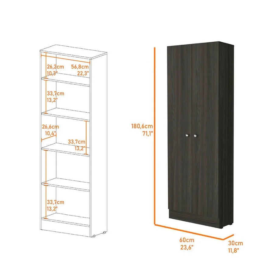 Virginia Double Door Storage Cabinet Five Shelves