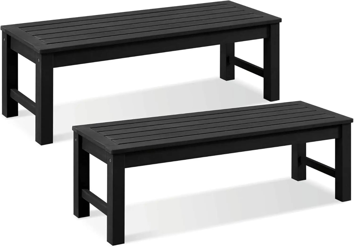 Knight Bench Set of 2, Two Person Outdoor Poly Lumber Patio Backless Bench, Weatherproof Garden Bench That Never Rot and