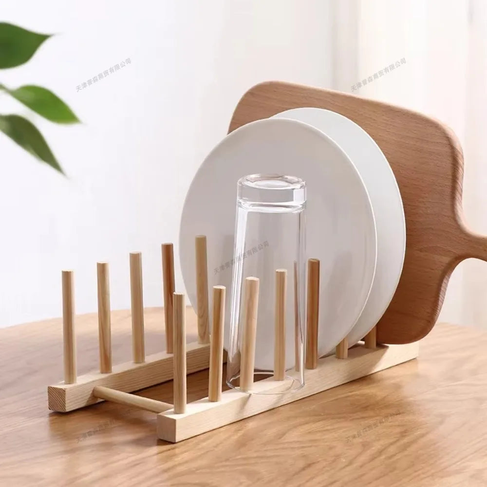 2025 DIY Locker Bamboo Drain Rack Wooden Plate Rack Dish Rack Kitchen Organizer for Plates/Cutting Boards/Plates/Cups/Pot Lid