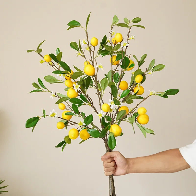 Lemon Branches With Fruit Simulation Green Plants Fresh Home Decoration Photo Props Plastic Fruit Flower Arrangement Fake Flower