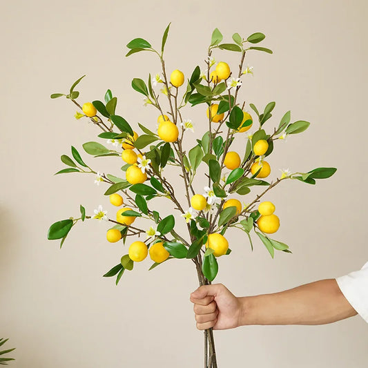 Lemon Branches With Fruit Simulation Green Plants Fresh Home Decoration Photo Props Plastic Fruit Flower Arrangement Fake Flower