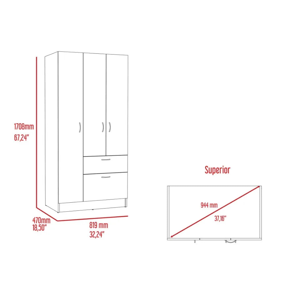Meredith 1Drawer Rectangle Armoire Black gue and White
