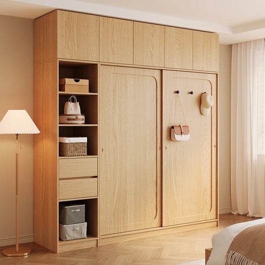 Automatic Light Wardrobe Essentials Stackable Sliding Door Organizer Closet Bedroom Storage Wooden Guarda Roupas Furniture Home