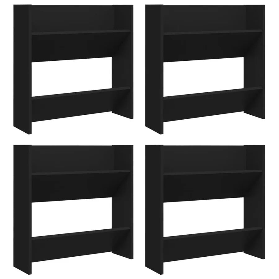 Wall Shoe Cabinets 4 pcs Black 23.6x7.1x23.6 Engineered Wood