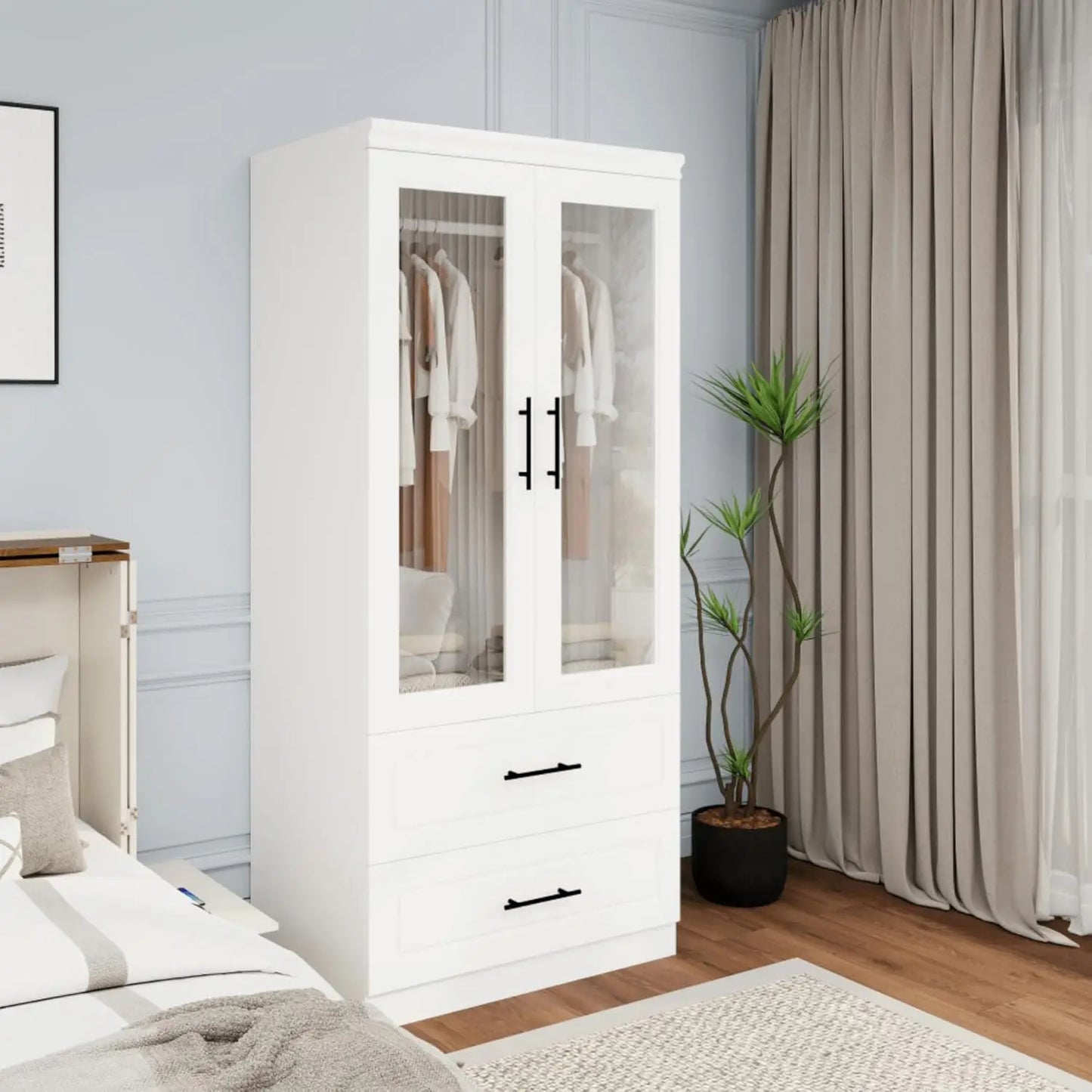 Wardrobe, Wardrobe Closet with Door, Armoire Wardrobe Closet with Mirror, Closets with Drawer for Bedroom, Armoire and Wardrobe