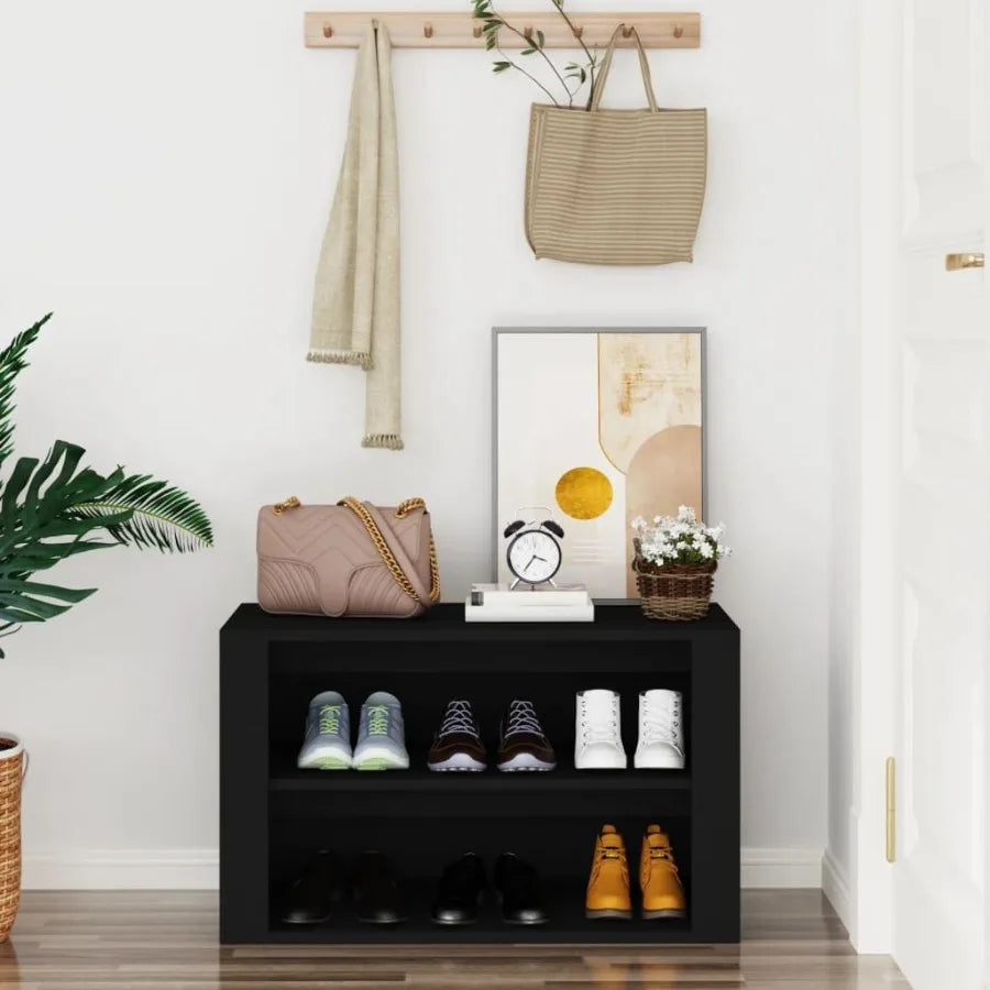 Shoe Rack Black 29.5x13.8x17.7 Engineered Wood