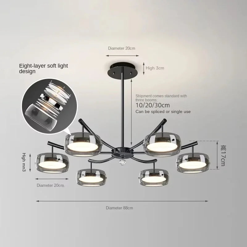 LED Modern Minimalist Dining Table Light Glass Restaurant Pendant Light, Single Head Three Head Restaurant Light Indoor Lighting