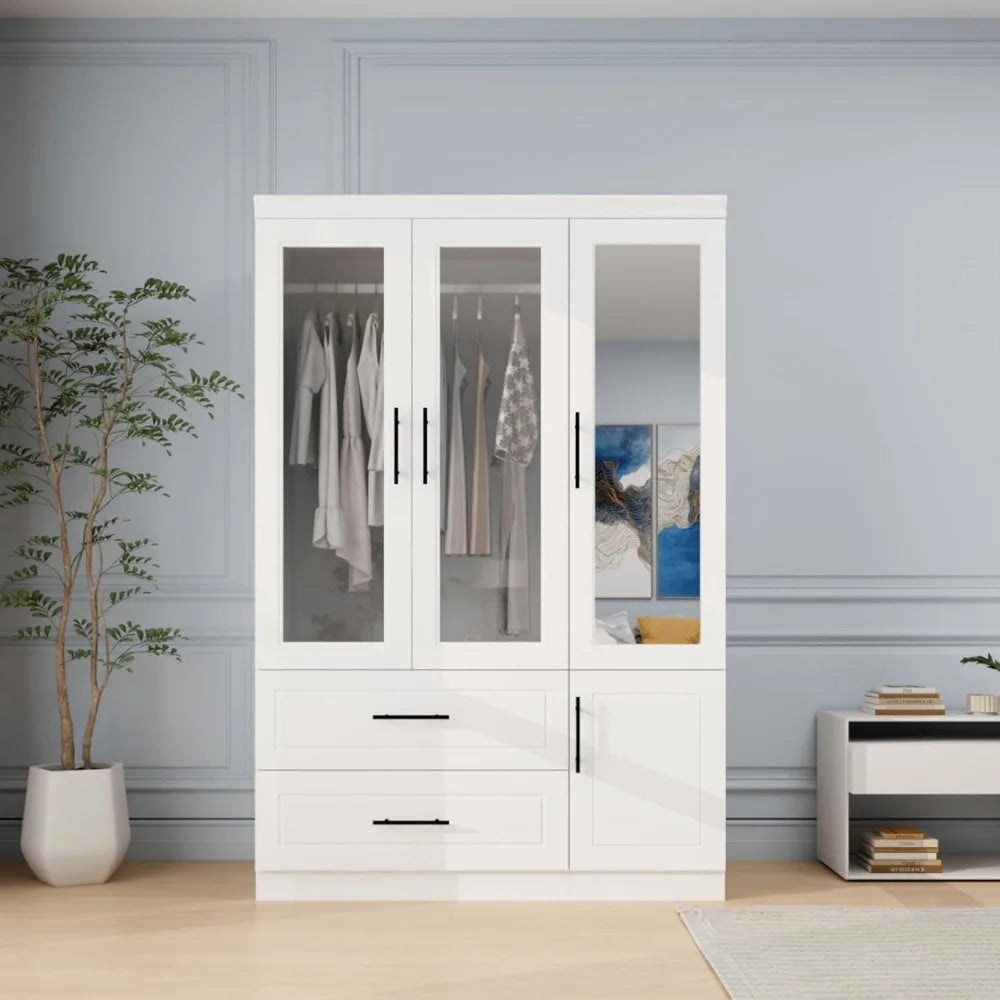 Wardrobe, Wardrobe Closet with Door, Armoire Wardrobe Closet with Mirror, Closets with Drawer for Bedroom, Armoire and Wardrobe