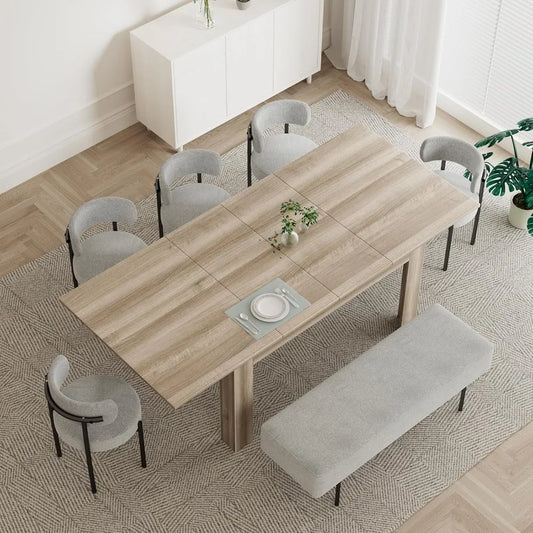 Dining Room Table for 6-10 Person, Plank and Beam Farmhouse Large Rectangular Kitchen Tables for Living Meeting Room