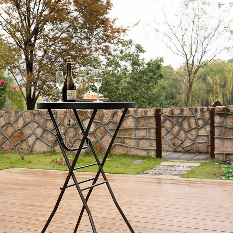 Cocktail Table 28in High Top Round Folding Indoor Outdoor, Plastic Bar Height Foldable Bistro Tall Table for Party, Patio,