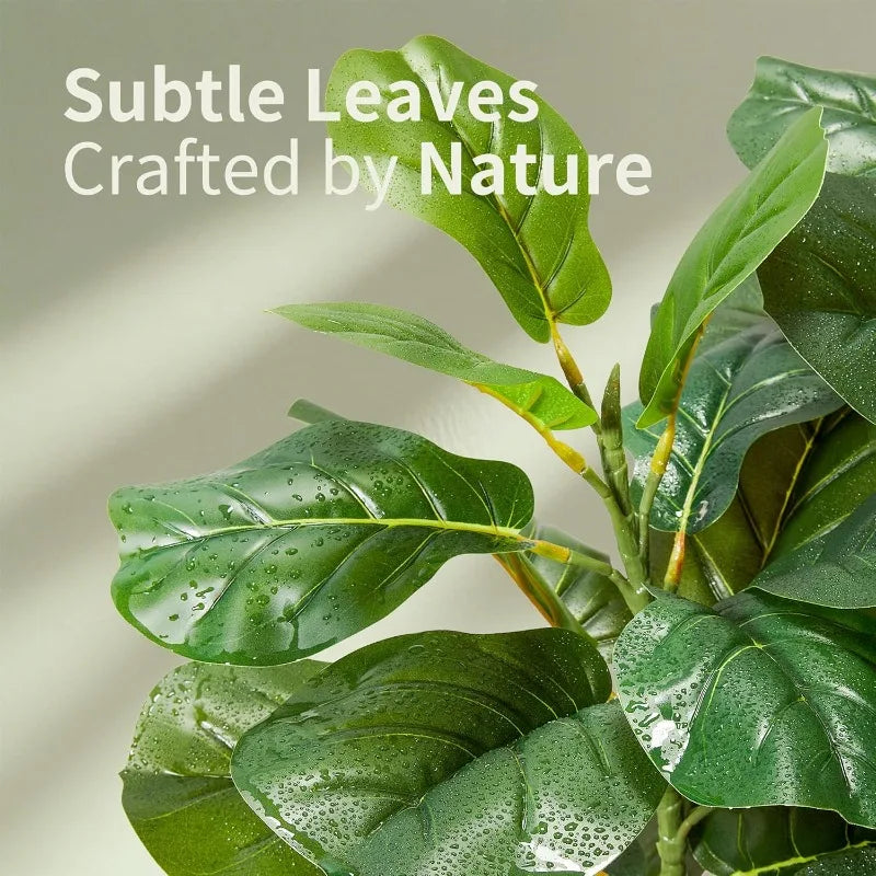 Garden 4.3ft Artificial Fiddle Leaf Fig Trees, 51in Tall Faux Plants with Pots, Indoor Outdoor Greenery for Home Office Li