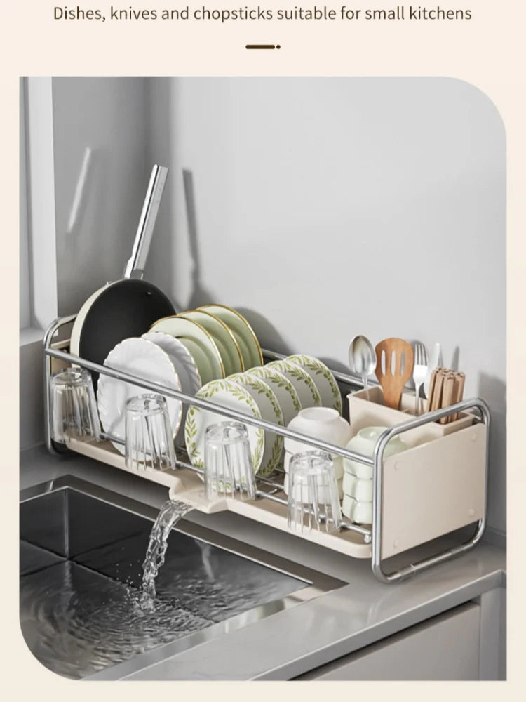 Multifunctional Kitchen Sink Next to The Bowl Drain Tray Rack Sink Storage Dishes Narrow Drying Dishes and Chopsticks Holder