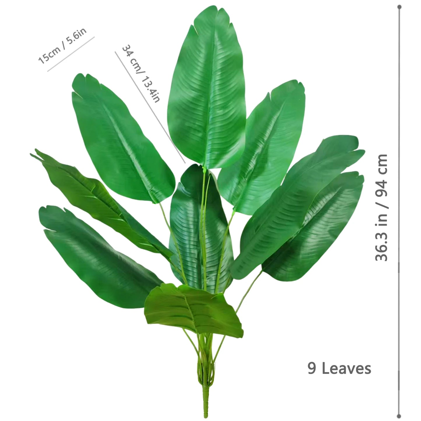 65-125cm 24 Leaf Large Tropical Palm Tree Fake Banana Plant Leaves Real Touch Strelitzia Reginae Plastic Plant for Home Garden
