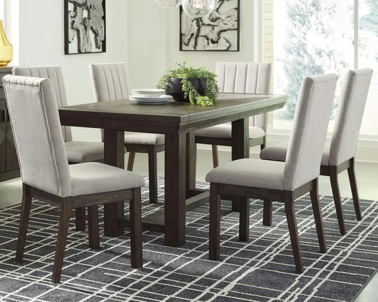Casual Rectangular Dining Extension Table, Seats up to 8, Dark Brown