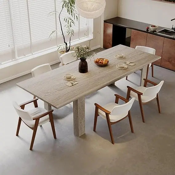Expandable Dining Table for 6 8 People, Rectangular Wooden Indoor Dinner Tables, Large Kitchen Dining Table for Home,Oak