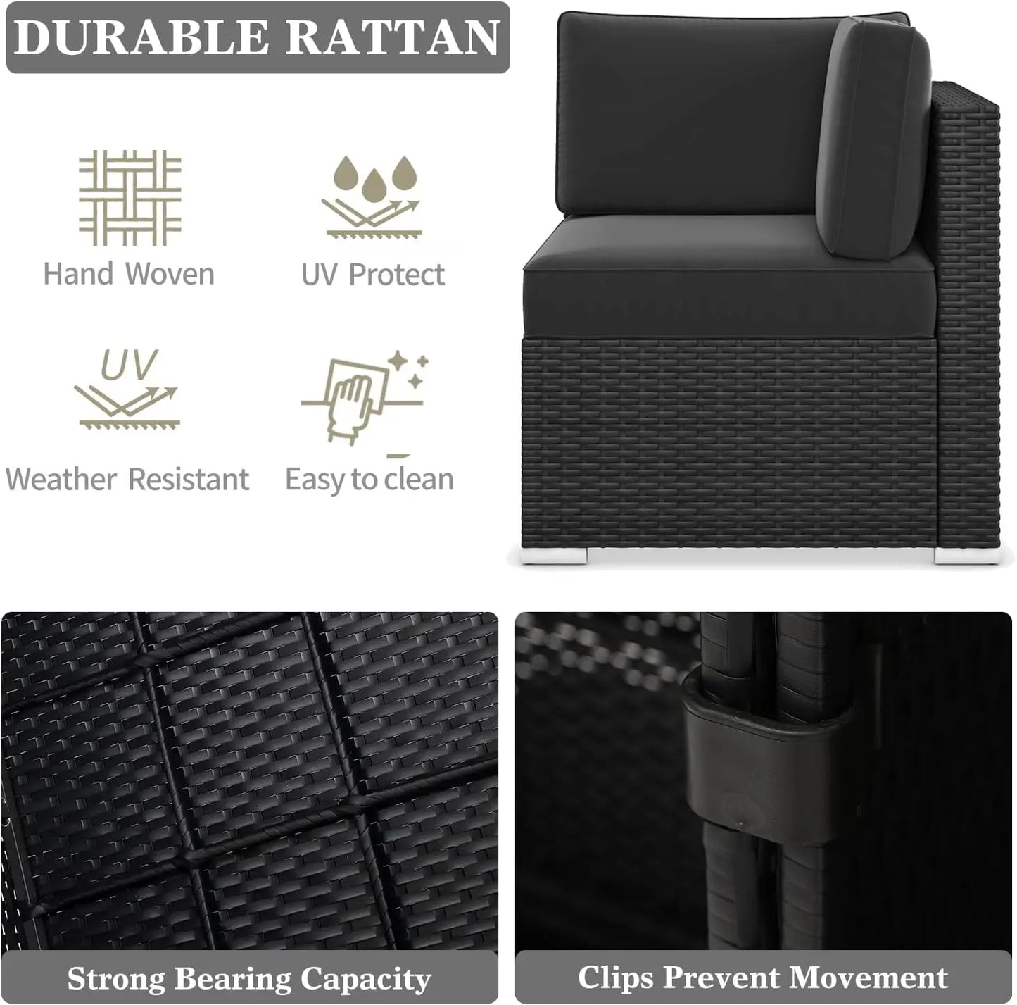 15 Piece Patio Furniture Set with Fire Pit Table, Outdoor Conversation Sets Wicker Rattan Sectional Sofa with Coffee Table