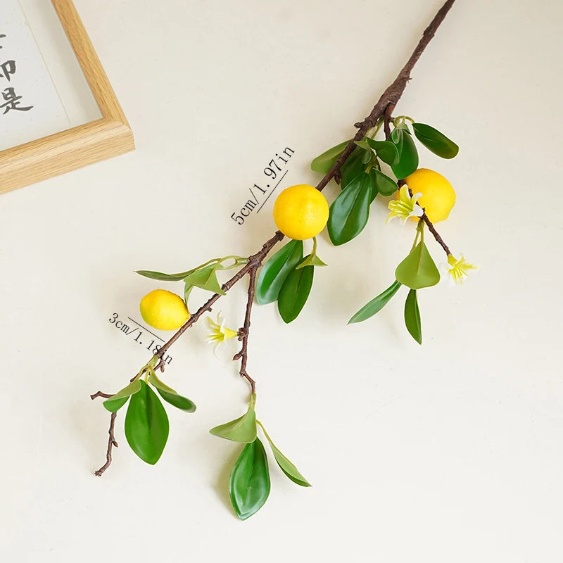Lemon Branches With Fruit Simulation Green Plants Fresh Home Decoration Photo Props Plastic Fruit Flower Arrangement Fake Flower