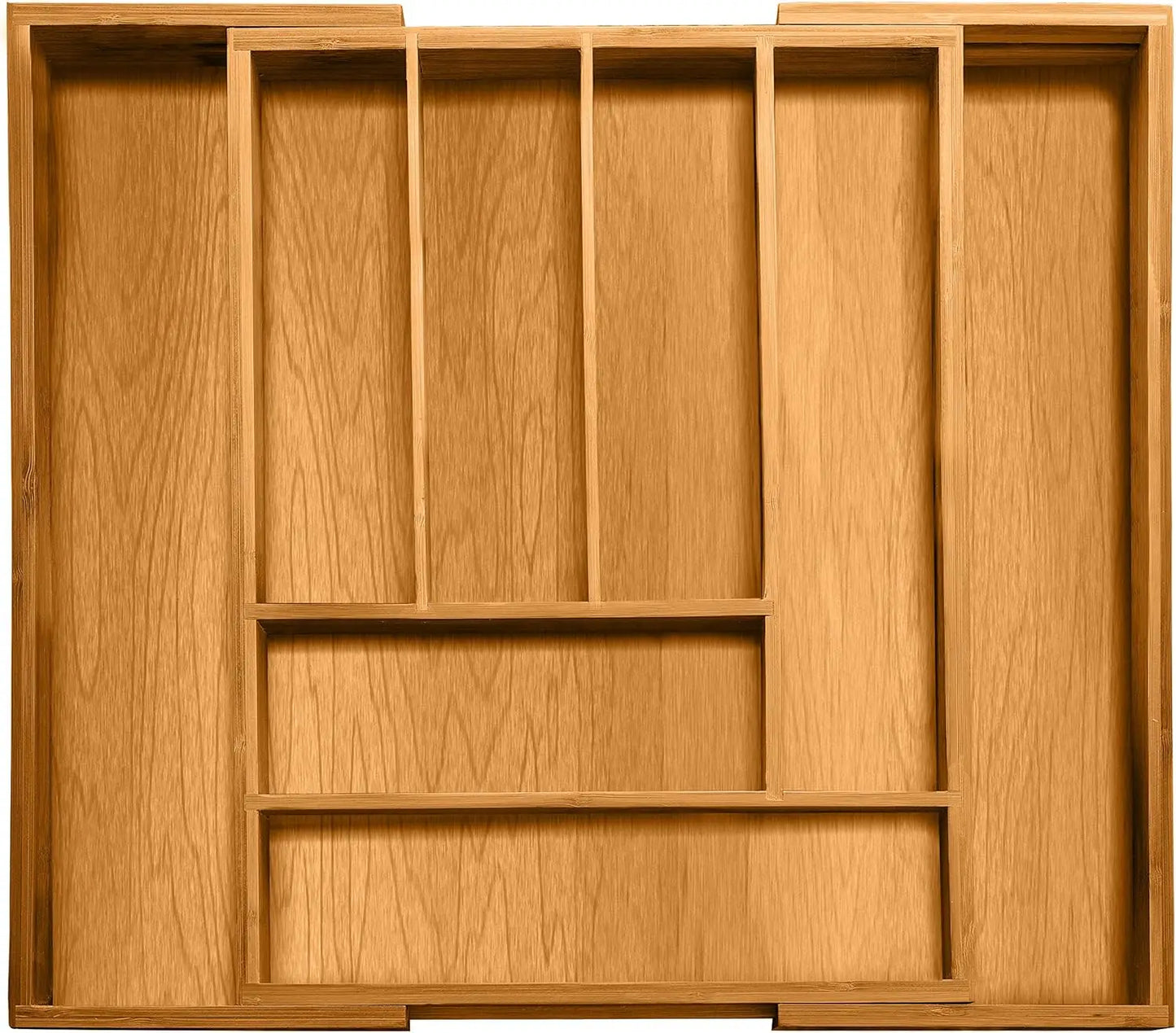Expandable Bamboo Drawer Organizer - Large Kitchen Utensil Holder for Cutlery, Silverware, Flatware Storage