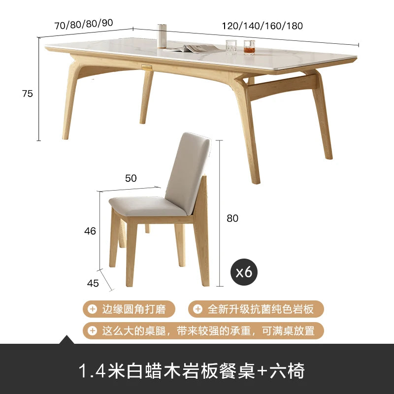 Solid wood rock slab dining table simple household