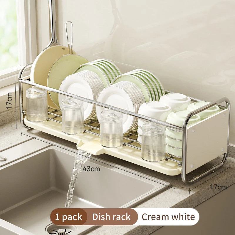 Multifunctional Kitchen Sink Next to The Bowl Drain Tray Rack Sink Storage Dishes Narrow Drying Dishes and Chopsticks Holder