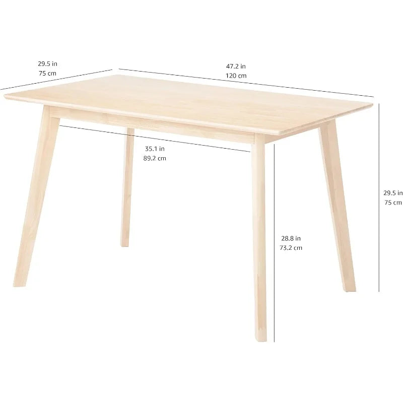 FSC Certified Solid Wood Kitchen Rectangular Dining Table, Natural Wood, 29.5"D X 47.2"W X 29.5"H