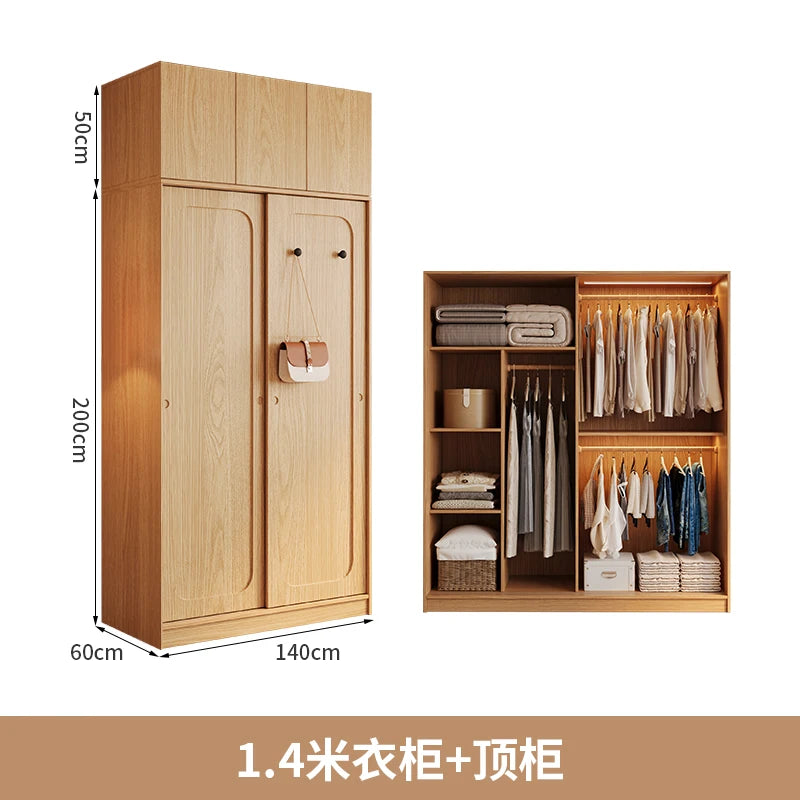 Automatic Light Wardrobe Essentials Stackable Sliding Door Organizer Closet Bedroom Storage Wooden Guarda Roupas Furniture Home