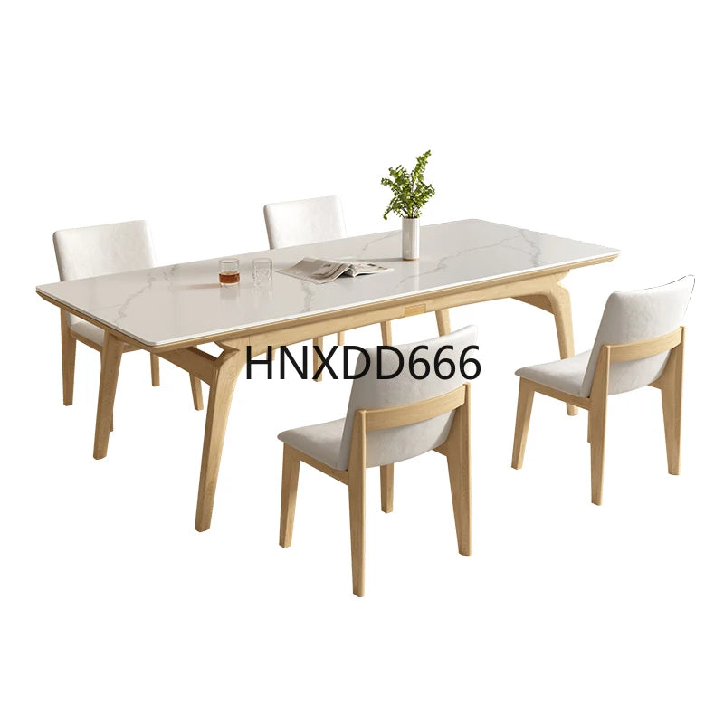 Solid wood rock slab dining table simple household