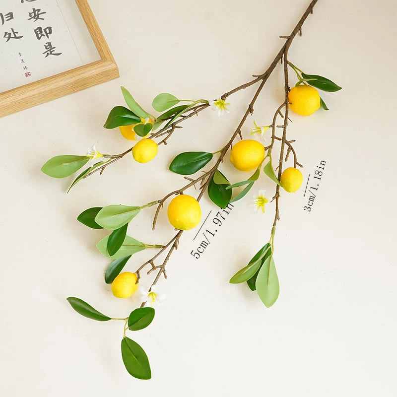 Lemon Branches With Fruit Simulation Green Plants Fresh Home Decoration Photo Props Plastic Fruit Flower Arrangement Fake Flower