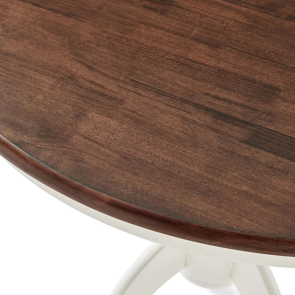 Shelby Traditional Round Wood Dining Room Table, Distressed White