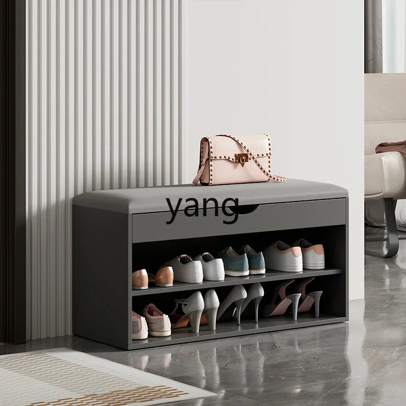 xyy enters the door and enters home to change shoes, stool, and shoe cabinet integrated storage at the door of the home