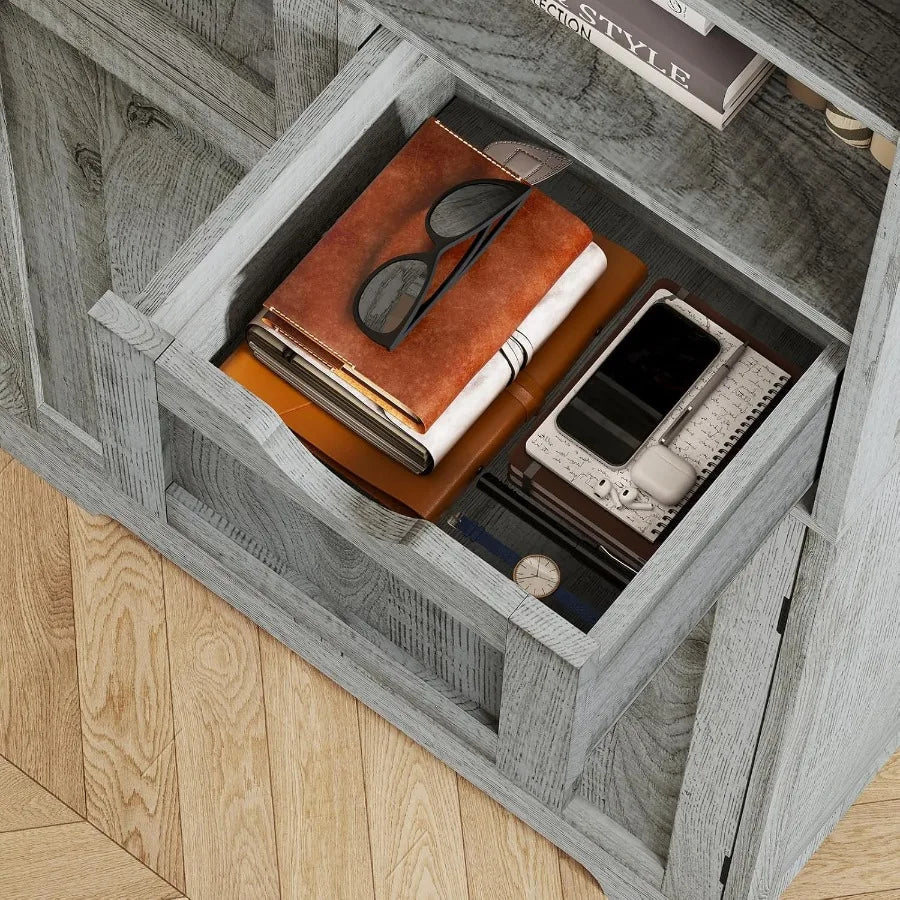 Tall Storage Cabinet with Adjustable Shelves Doors Bathroom Cabinet with 2 Drawers Cupboard for Living Room Dining Room Entrywa