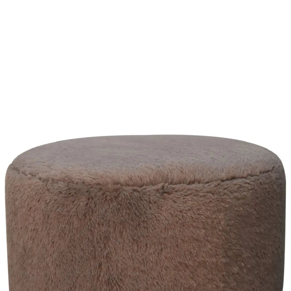 Mocha Faux Fur Round Ball Footstool, Step Stool, stool,Suitable for bedrooms and living rooms, space saving furniture,