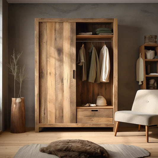 style double-door wardrobe solid wood door wardrobe log home bedroom locker hanging wardrobe storage cabinet