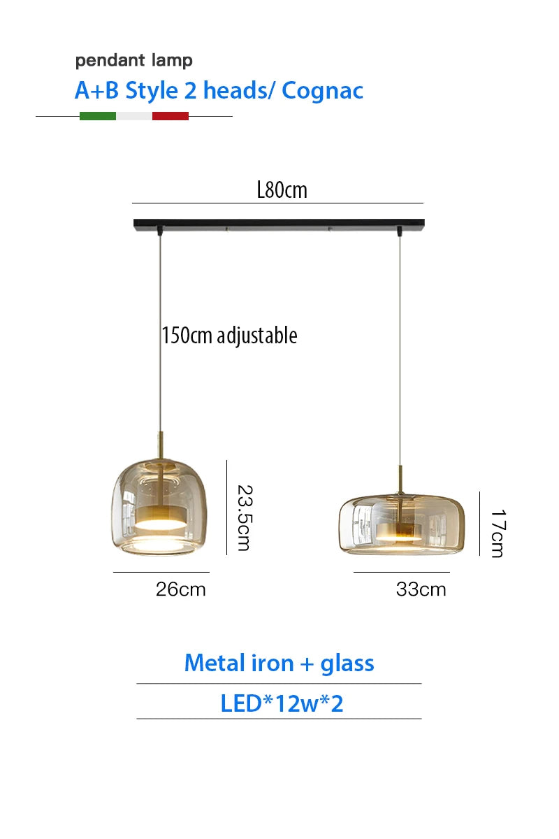 Luxury Designer Glass Chandelier with Adjustable Hanging Cord Elegant Cafe Lighting for Home Dining Room Bedroom Ceiling Fixture
