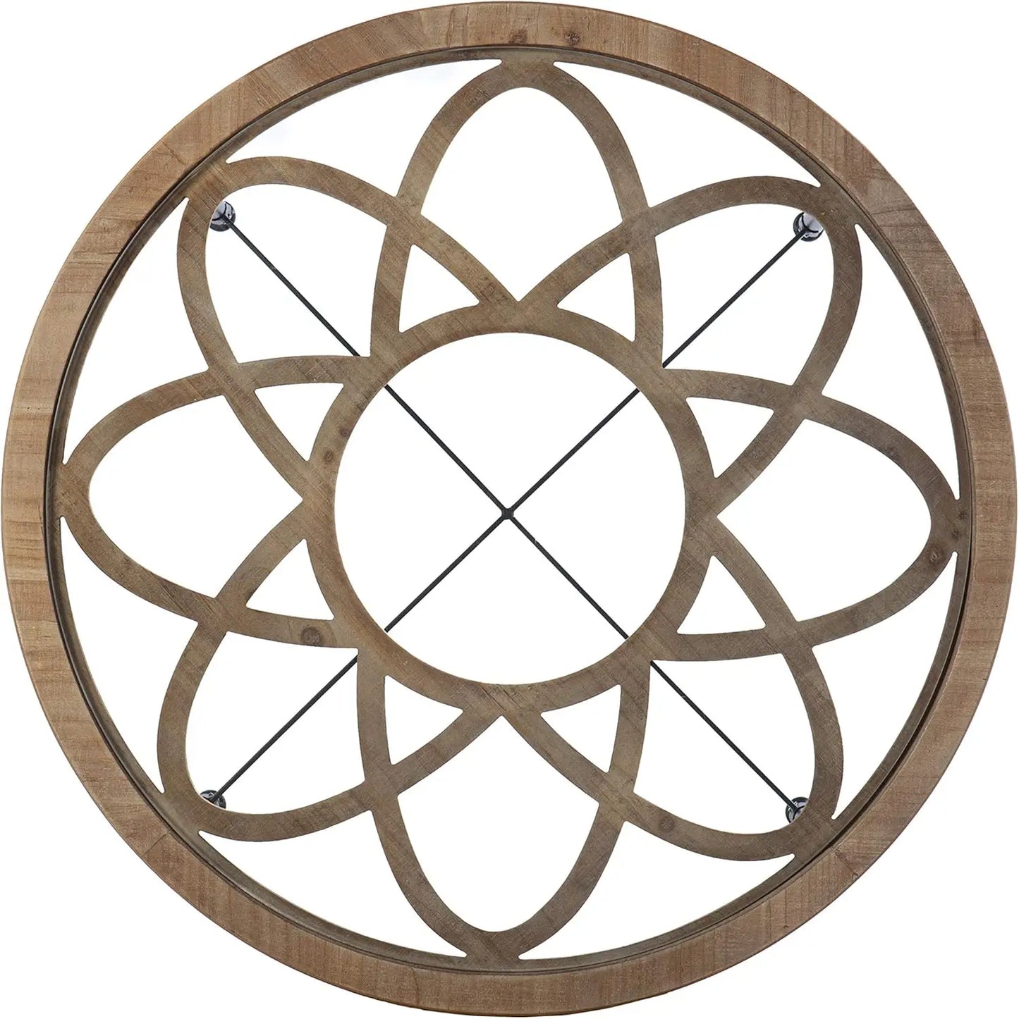 Elegant Round Coffee Table - Glass Top, Wood Trim, and Metal Base for Home Decoration