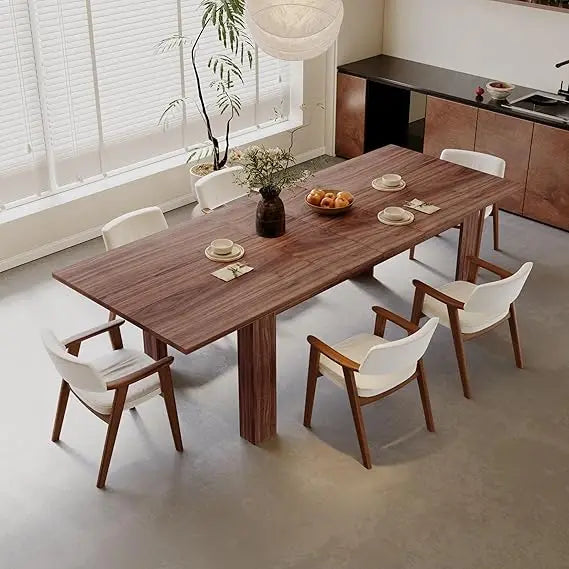 Expandable Dining Table for 6 8 People, Rectangular Wooden Indoor Dinner Tables, Large Kitchen Dining Table for Home,Oak