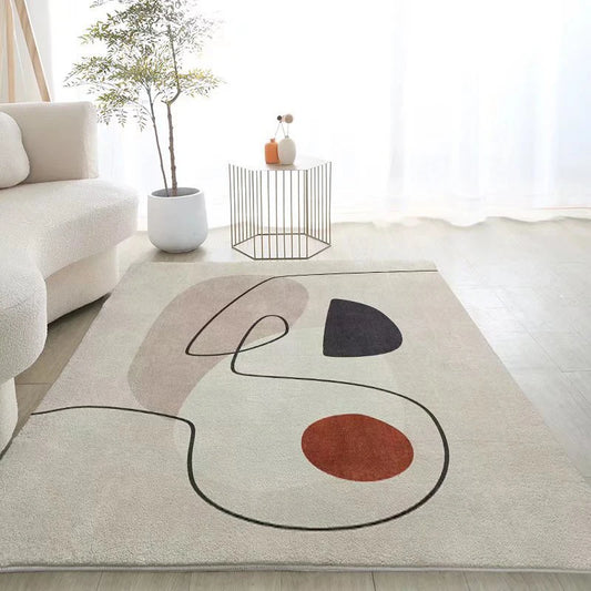 White Rectangle Polyester Rugs For Bedrooms Rug Living Room Anti Slip Foot Mats Soft and Comfortable