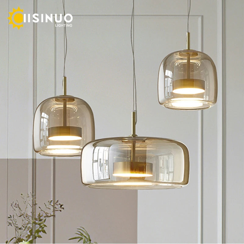 Luxury Designer Glass Chandelier with Adjustable Hanging Cord Elegant Cafe Lighting for Home Dining Room Bedroom Ceiling Fixture