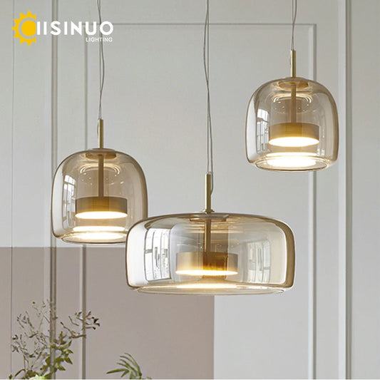 Luxury Designer Glass Chandelier with Adjustable Hanging Cord Elegant Cafe Lighting for Home Dining Room Bedroom Ceiling Fixture