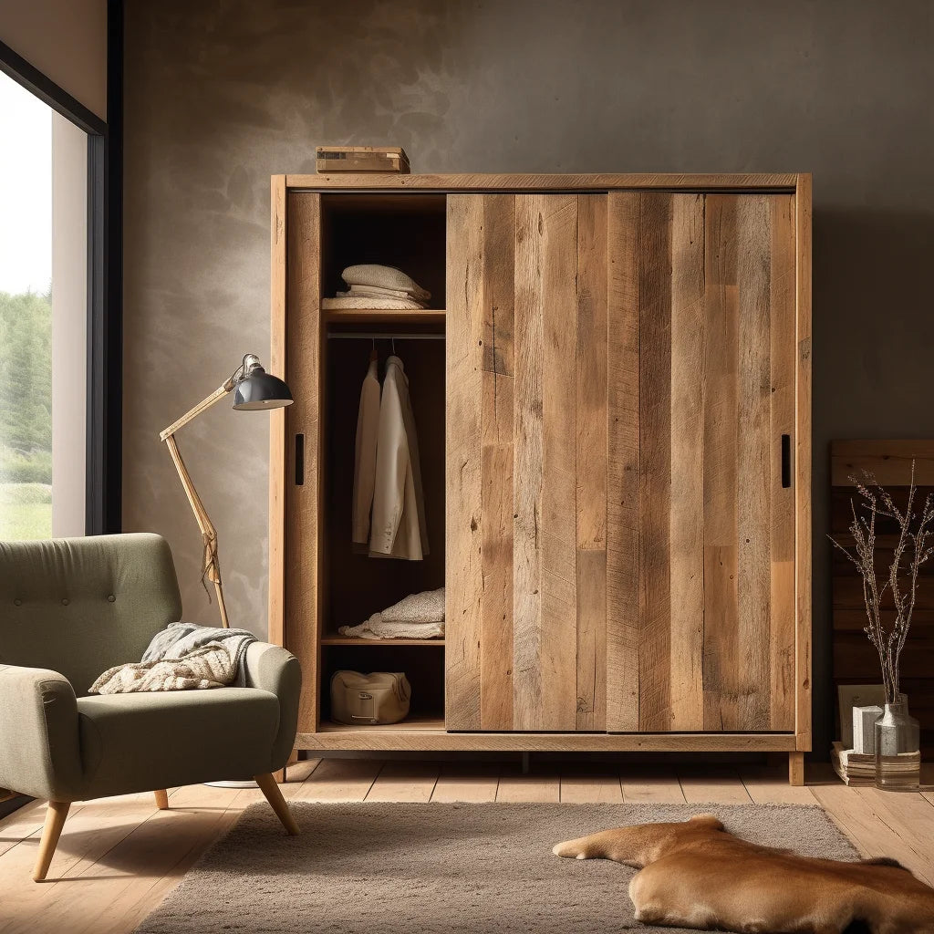 style double-door wardrobe solid wood door wardrobe log home bedroom locker hanging wardrobe storage cabinet