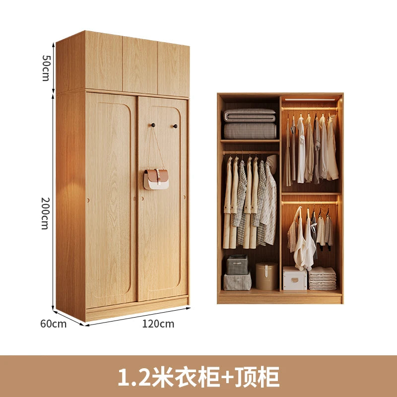 Automatic Light Wardrobe Essentials Stackable Sliding Door Organizer Closet Bedroom Storage Wooden Guarda Roupas Furniture Home