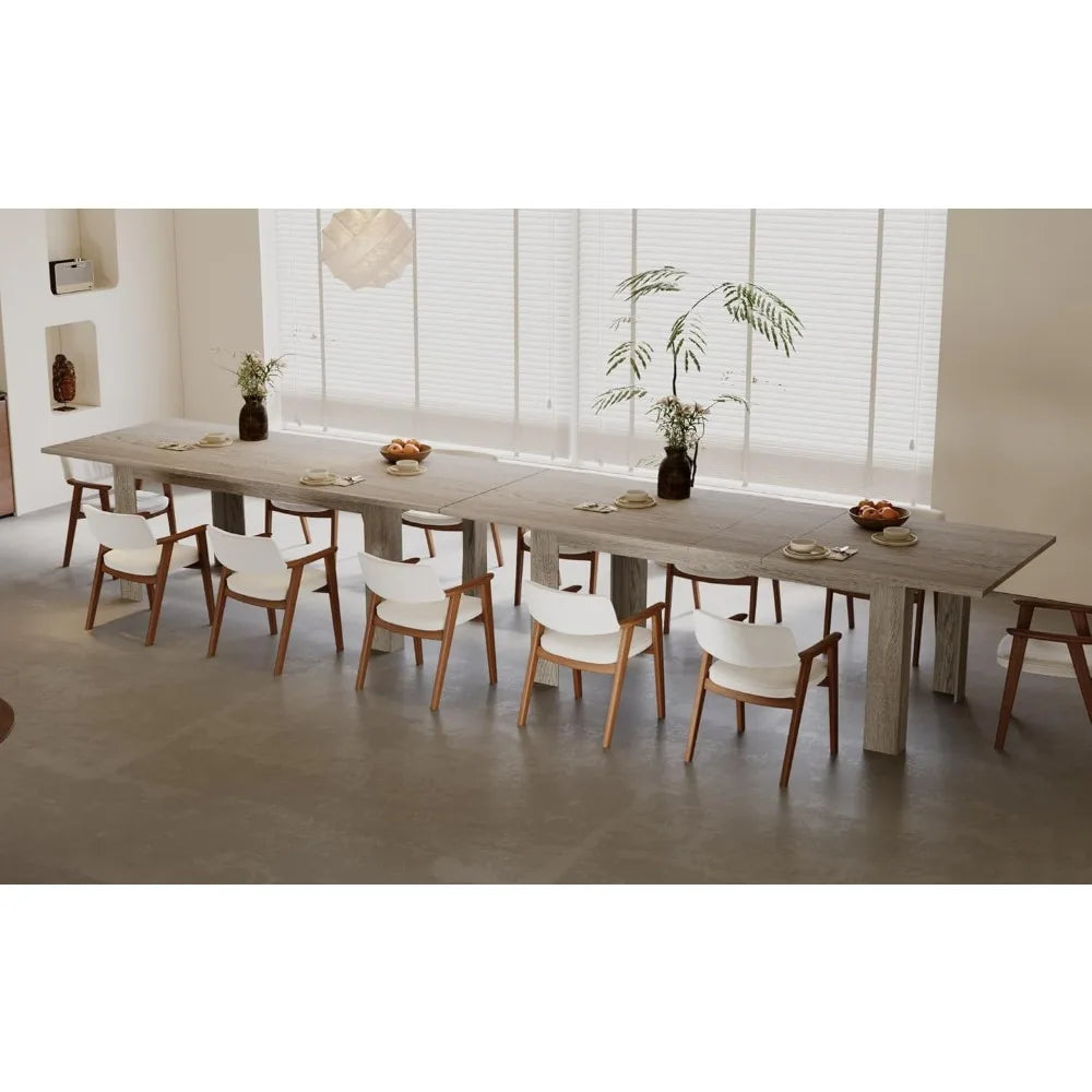 Expandable Dining Table for 6 8 People, Rectangular Wooden Indoor Dinner Tables, Large Kitchen Dining Table for Home,Oak