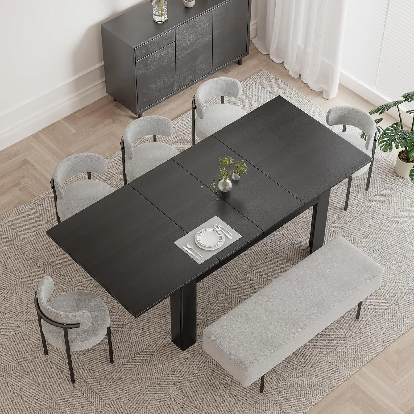 Dining Room Table for 6-10 Person, Plank and Beam Farmhouse Large Rectangular Kitchen Tables for Living Meeting Room