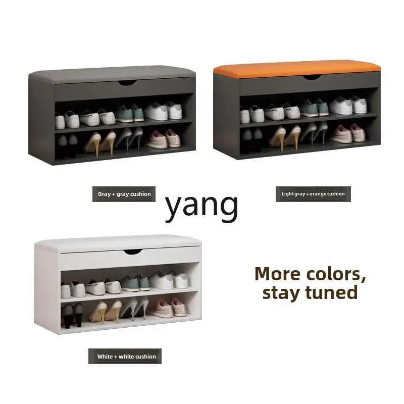 xyy enters the door and enters home to change shoes, stool, and shoe cabinet integrated storage at the door of the home