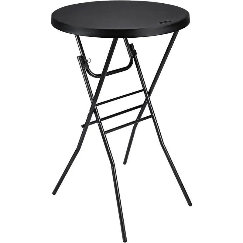 Cocktail Table 28in High Top Round Folding Indoor Outdoor, Plastic Bar Height Foldable Bistro Tall Table for Party, Patio,