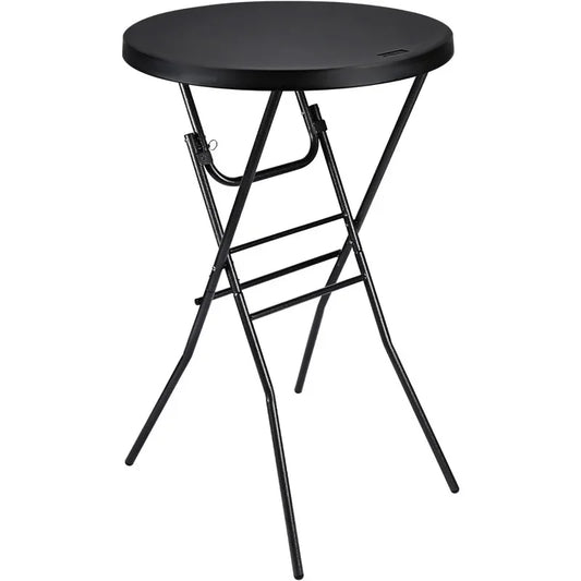 Cocktail Table 28in High Top Round Folding Indoor Outdoor, Plastic Bar Height Foldable Bistro Tall Table for Party, Patio,